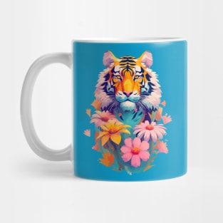 Tropical Tiger with Flowers Design Mug